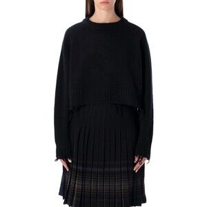 Low Classic Damaged Wool Blend Cropped Pullover Black - NWT